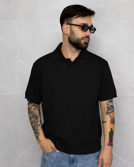 Polo in Filo oversize nera