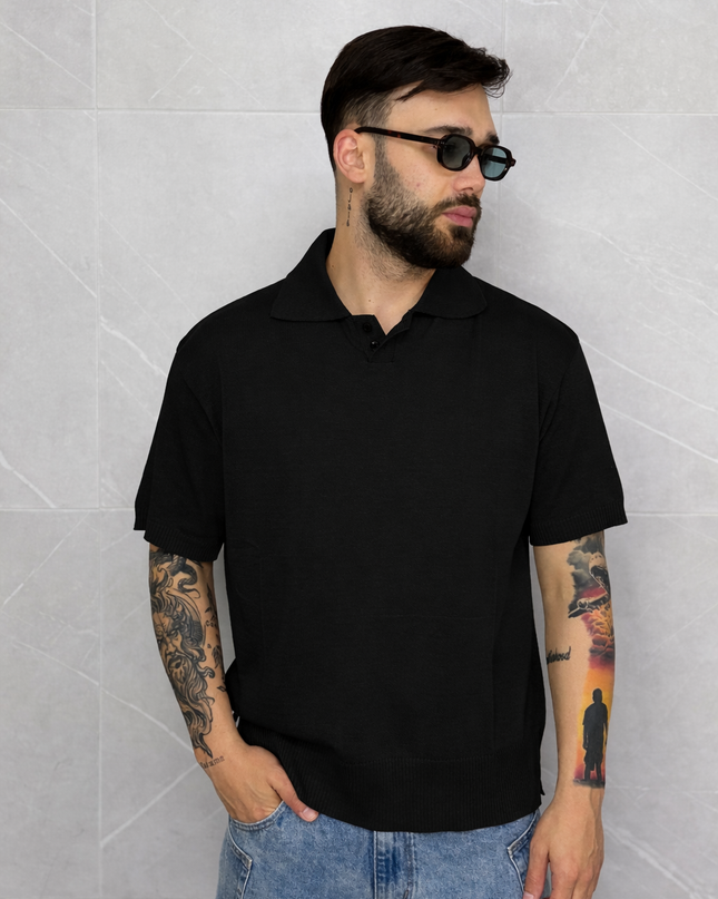Polo in Filo oversize nera