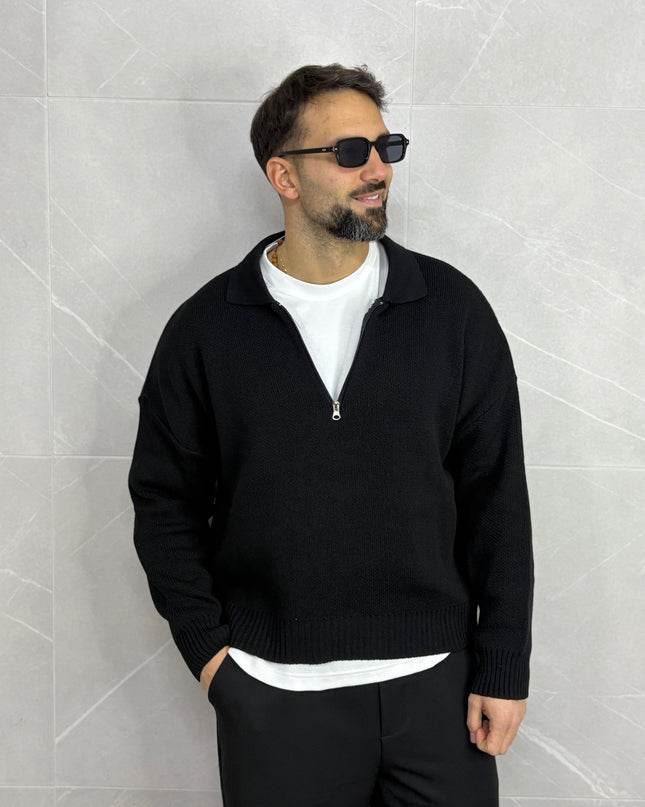 Maglione Archiive con Zip Nero