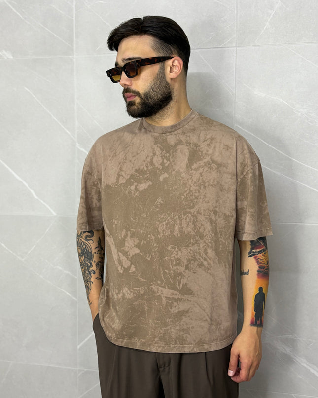 T-Shirt Marmorizzata Marrone