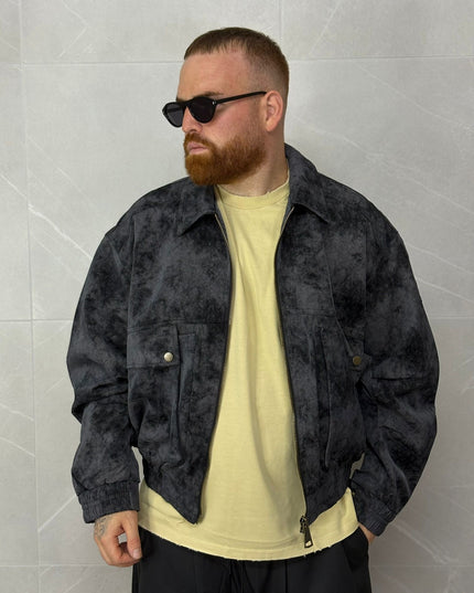 Giacca Scamosciata Cropped Nera