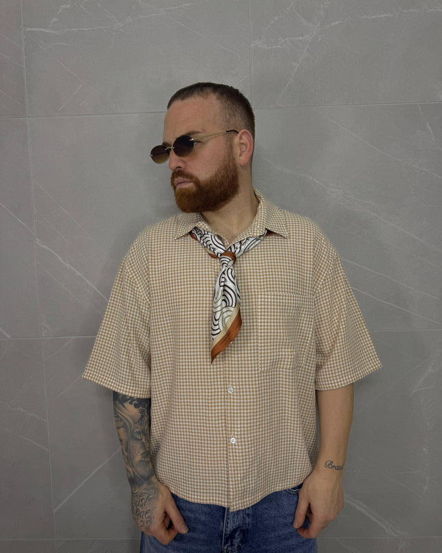 Camicia a quadri Senape