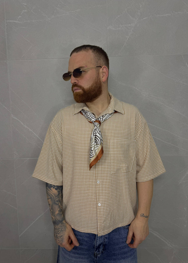 Camicia a quadri Senape