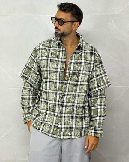 Camicia Floccata a quadri Verde