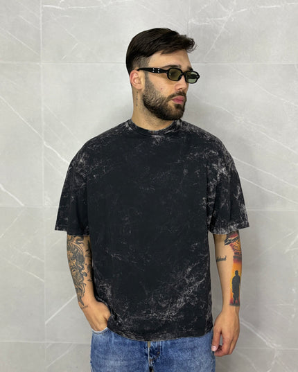 T-Shirt Marmorizzata Nera