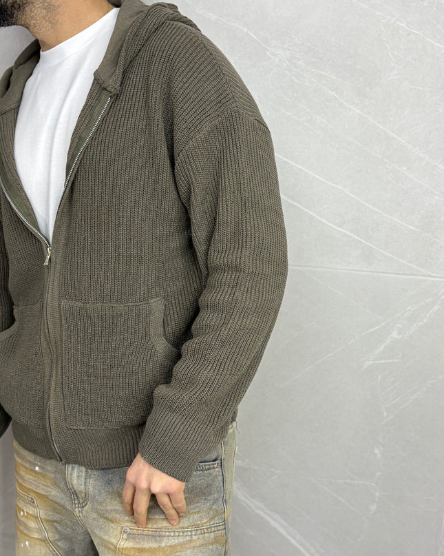 Maglione Archiive con cappuccio color Fango