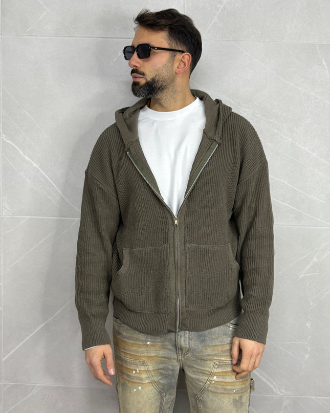 Maglione Archiive con cappuccio color Fango