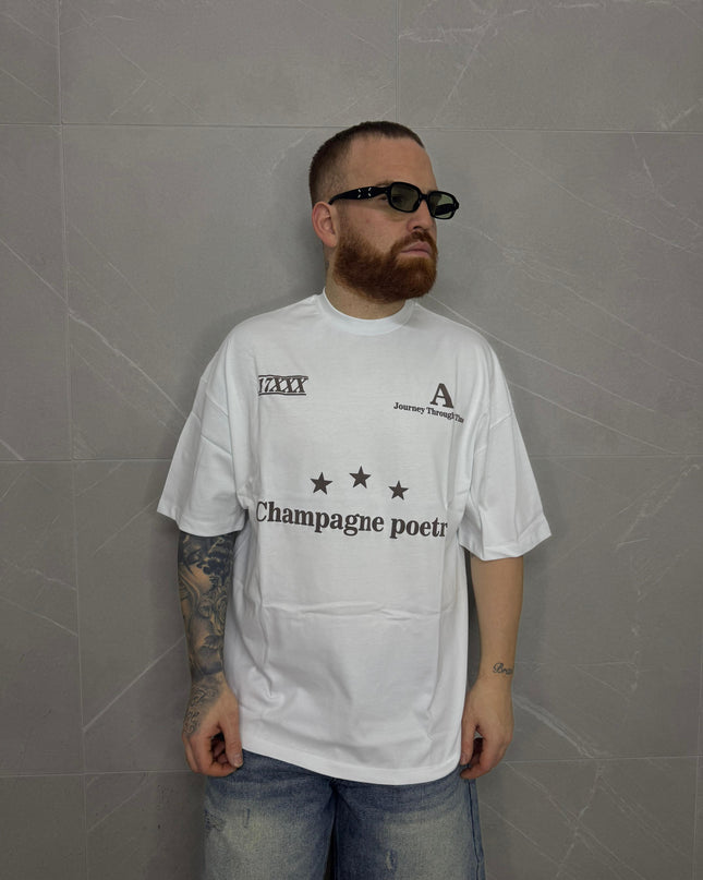 T-Shirt Bianca con stampa in Rilievo