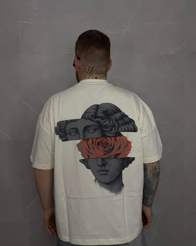 T-Shirt Beige con stampa Posteriore